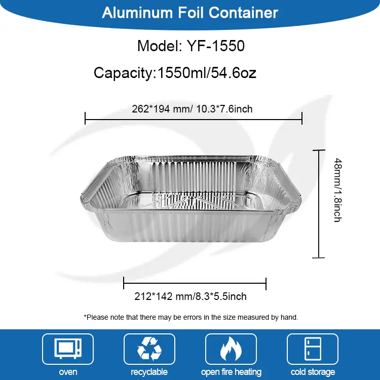Rechthoekige take-out barbecue zilveren aluminiumfoliecontainers