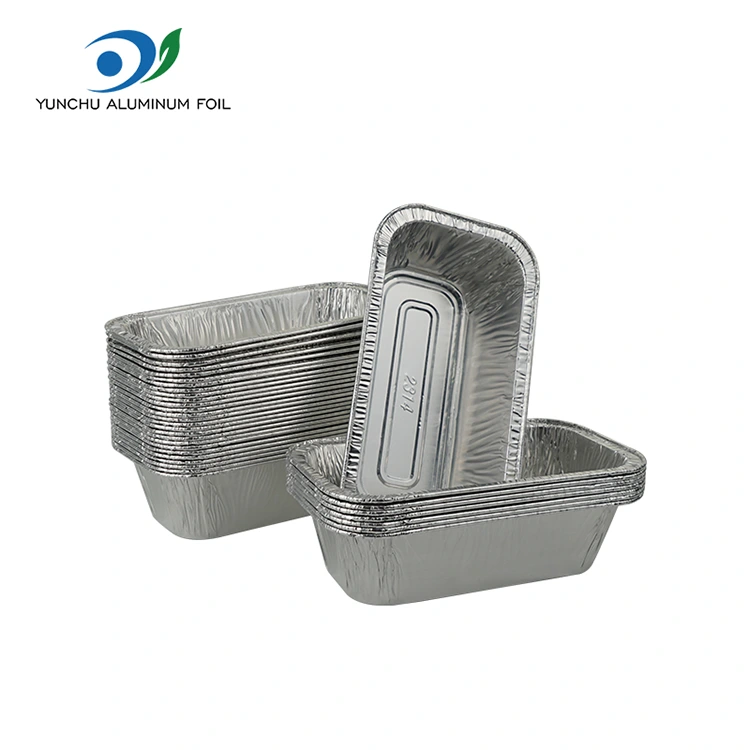 Rechthoekige luchtfriteuse bakken zilveren aluminiumfoliecontainers Rechthoekige luchtfriteuse bakken zilveren aluminiumfoliecontainers