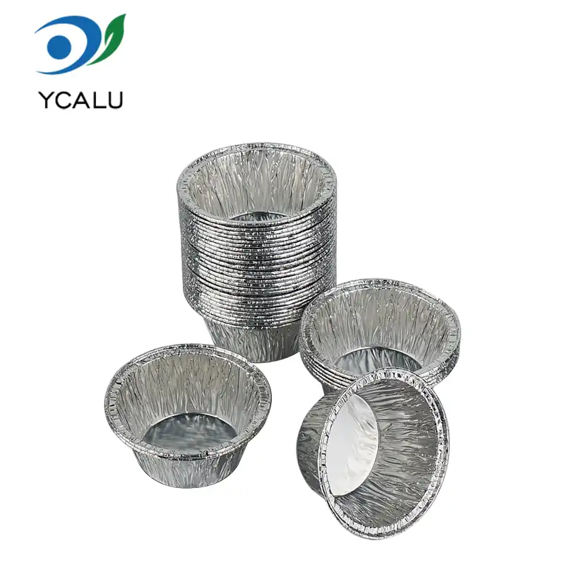 Ronde taartbeker zilverkleurige aluminiumfolie bakjes Ronde taartbeker zilverkleurige aluminiumfolie bakjes