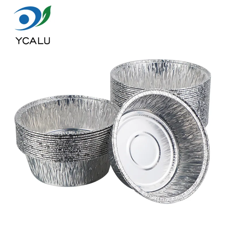 Ronde kleine bakken zilveren aluminiumfoliecontainers Ronde kleine bakken zilveren aluminiumfoliecontainers