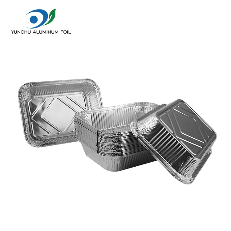 Wegwerp barbecue lunchbox zilveren aluminiumfoliecontainers