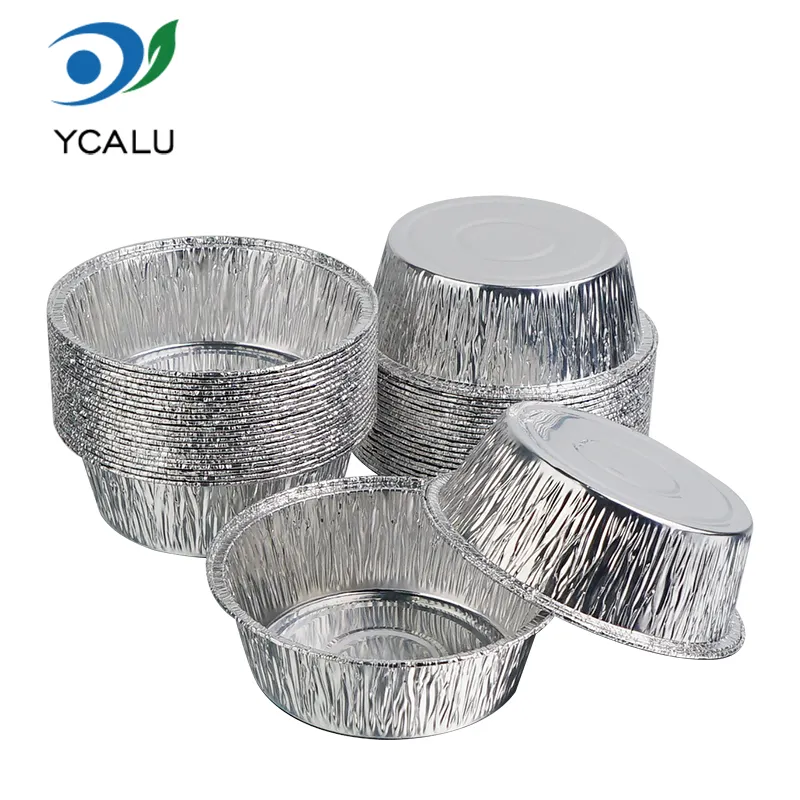 Ronde kleine bakken zilveren aluminiumfoliecontainers