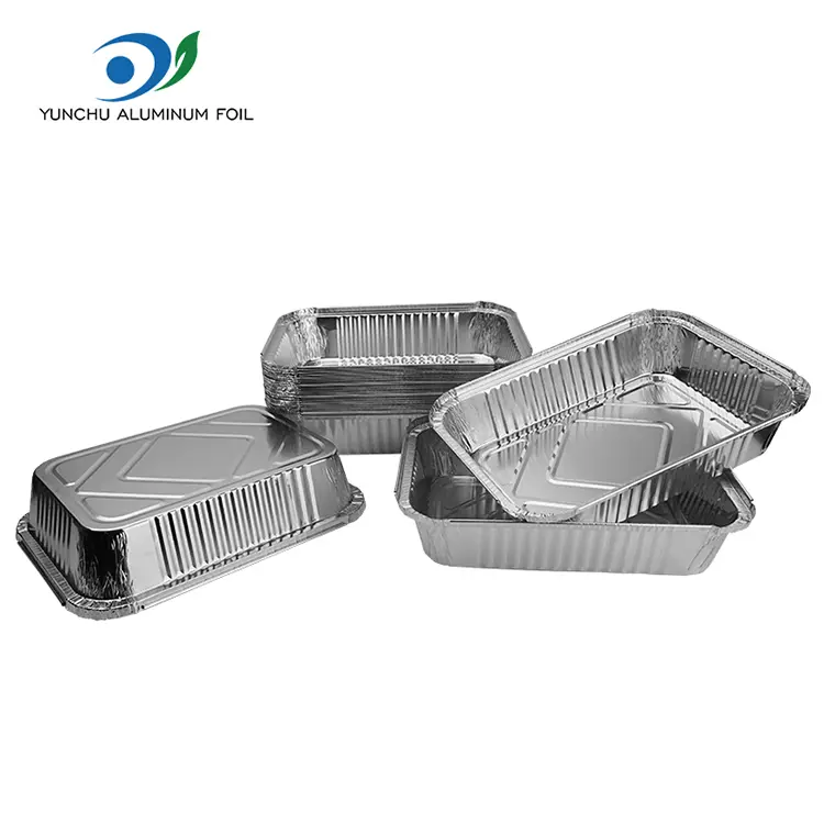 Rechthoekige take-out barbecue zilveren aluminiumfoliecontainers