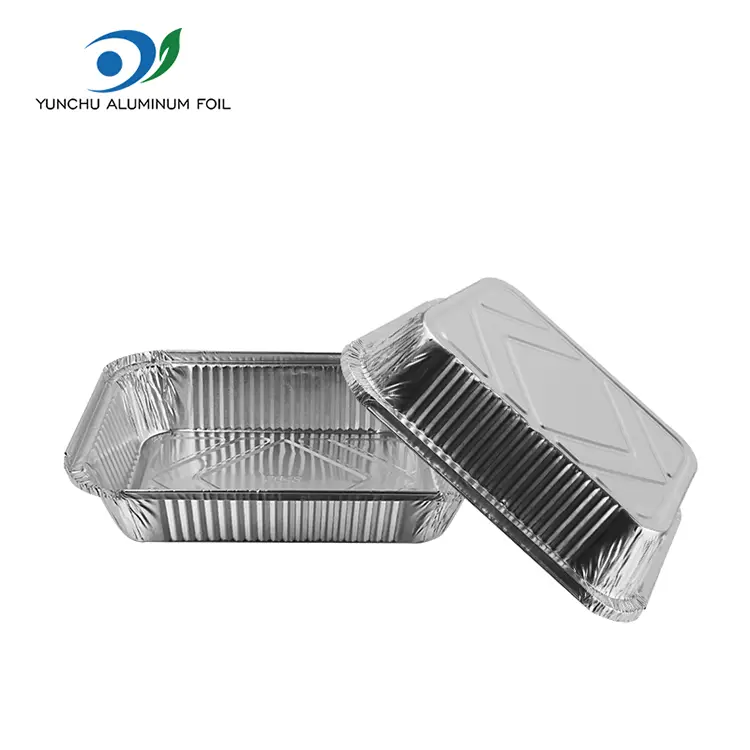 Wegwerp barbecue lunchbox zilveren aluminiumfoliecontainers