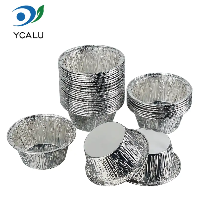 Ronde taartbeker zilverkleurige aluminiumfolie bakjes