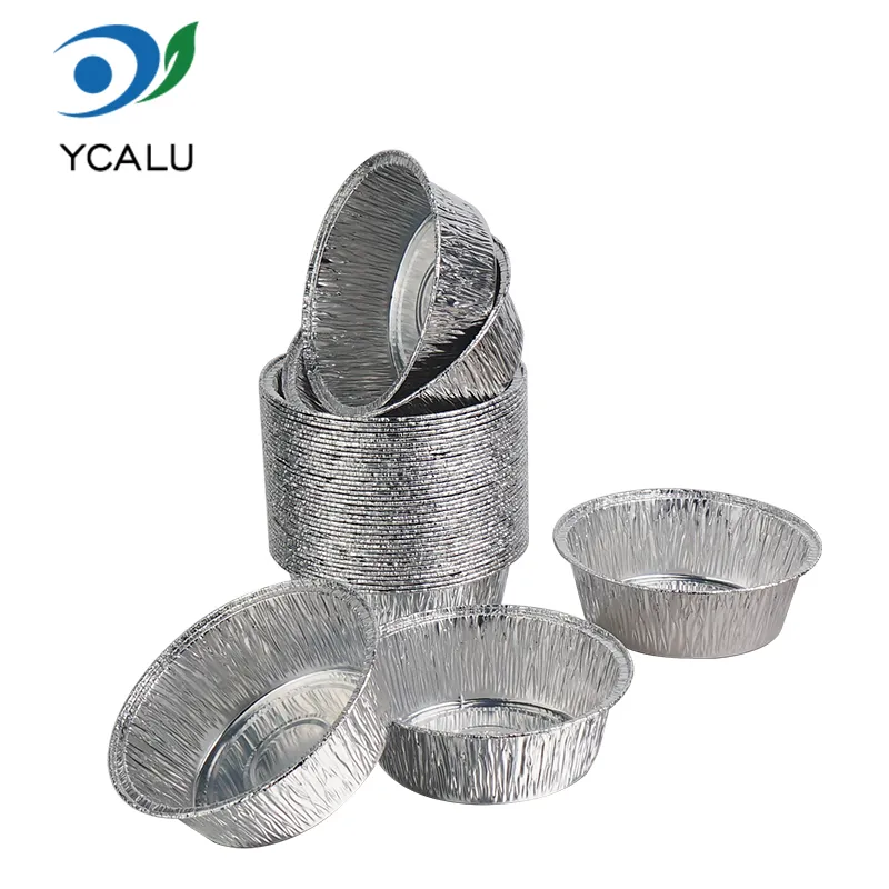 Ronde kleine bakken zilveren aluminiumfoliecontainers