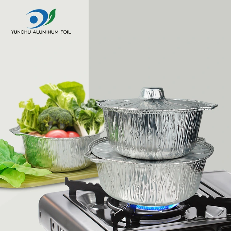 Wegwerp potten en pannen zilveren aluminiumfoliecontainers