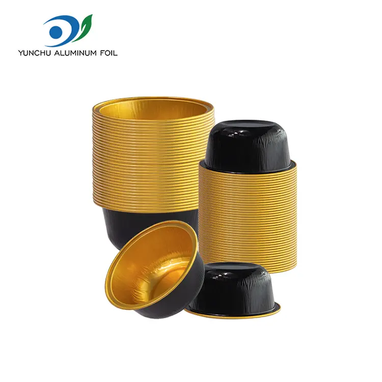 Gekleurde ronde gebraden gladde aluminiumfoliecontainers Gekleurde ronde gebraden gladde aluminiumfoliecontainers