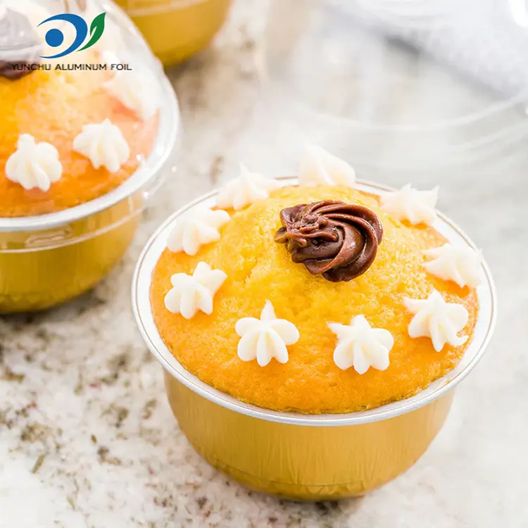 Gekleurde ronde gebraden gladde aluminiumfoliecontainers