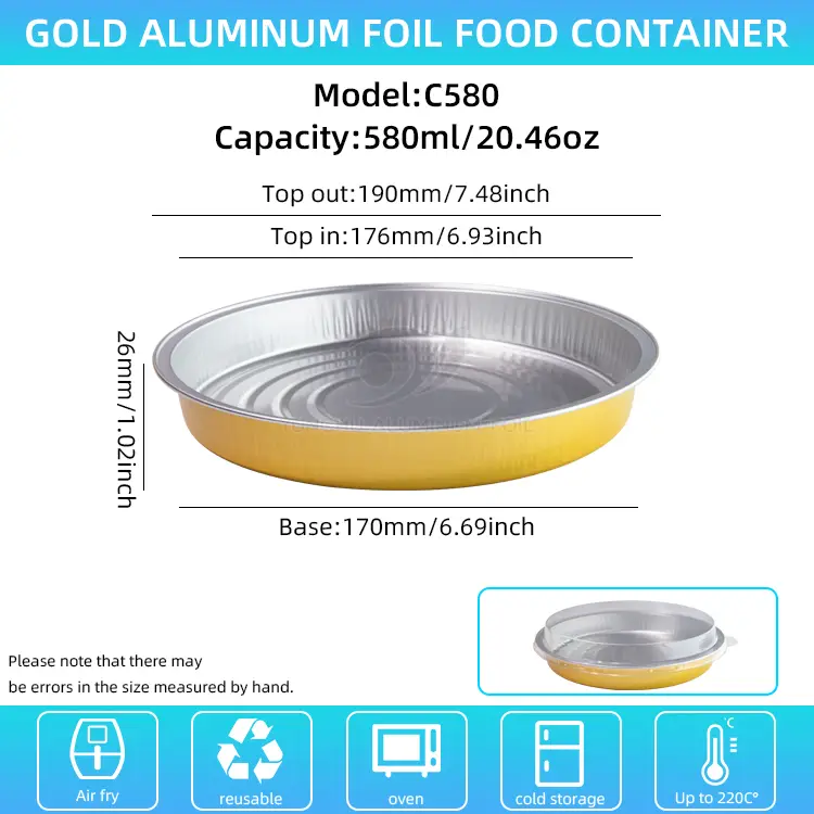 Wegwerp bakrondes aluminiumfoliecontainers