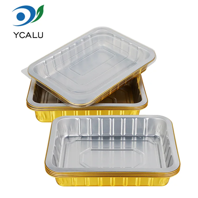 Wegwerp catering gouden rechthoekige aluminiumfoliecontainers
