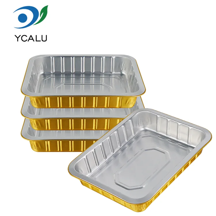 Wegwerp catering gouden rechthoekige aluminiumfoliecontainers