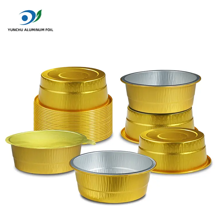 Disposable catering gouden ronde aluminiumfoliecontainers