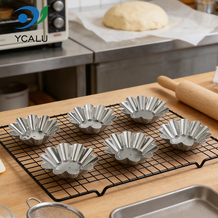 Wegwerp chrysant eiertaartbakje Zilver aluminiumfolie voedselcontainers