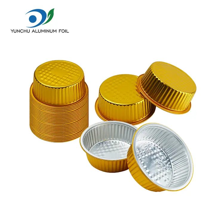 Wegwerp gouden fastfood ronde aluminium foliecontainers