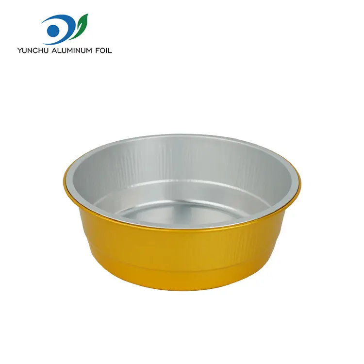 Wegwerp gouden ronde aluminium foliecontainers