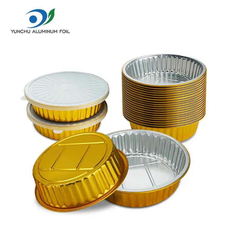 Wegwerp gratin gouden ronde aluminiumfoliecontainers