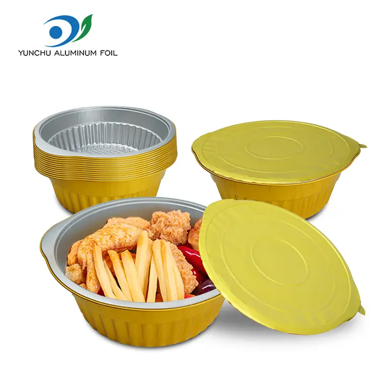 Wegwerp hete pot gouden ronde aluminiumfoliecontainers