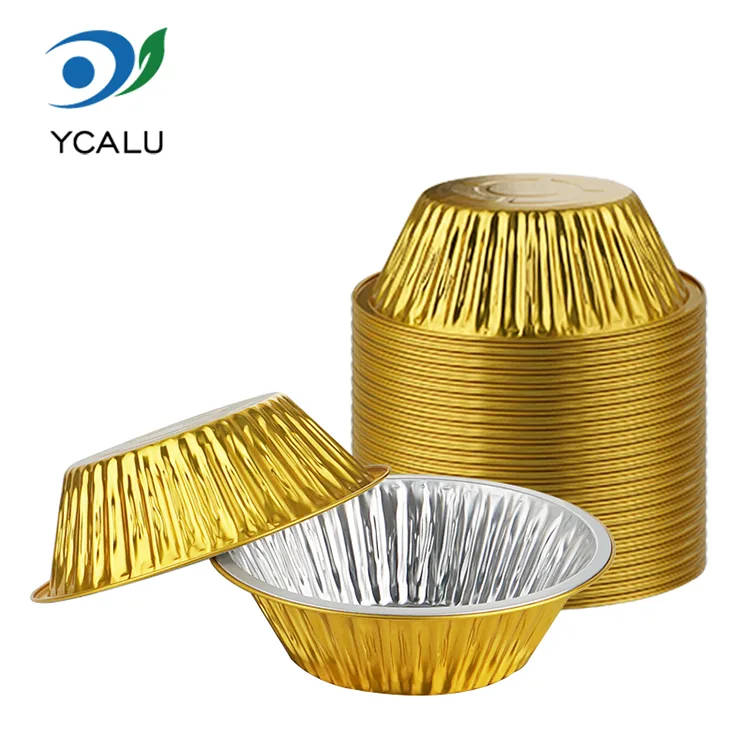 Wegwerpbare buitencatering gouden ronde aluminiumfoliecontainers Wegwerpbare buitencatering gouden ronde aluminiumfoliecontainers