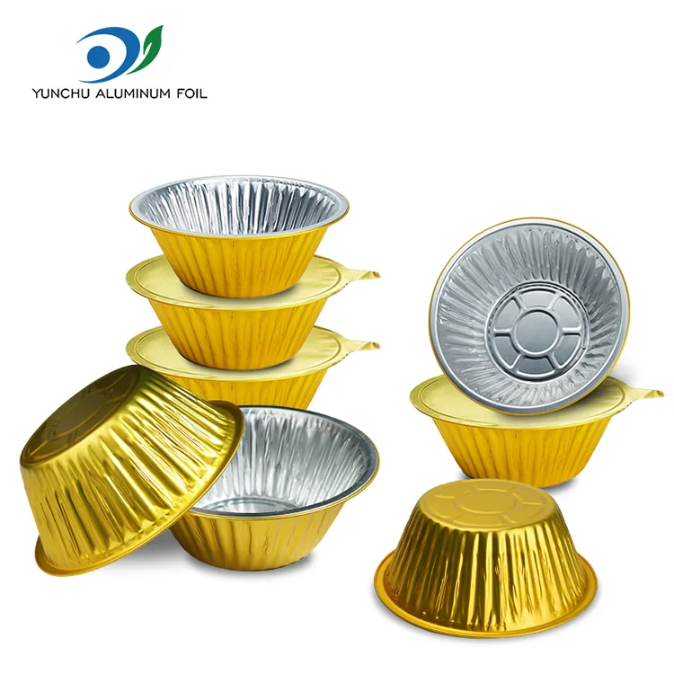 Wegwerpbare buitencatering gouden ronde aluminiumfoliecontainers