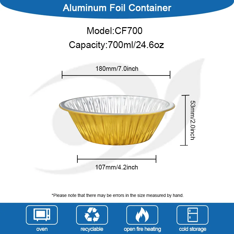 Wegwerpbare buitencatering gouden ronde aluminiumfoliecontainers