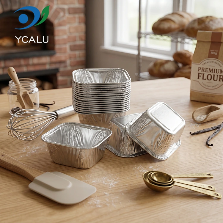 Wegwerp rechthoekige taartbakplaat Zilverkleurige aluminiumfolie voedselcontainers