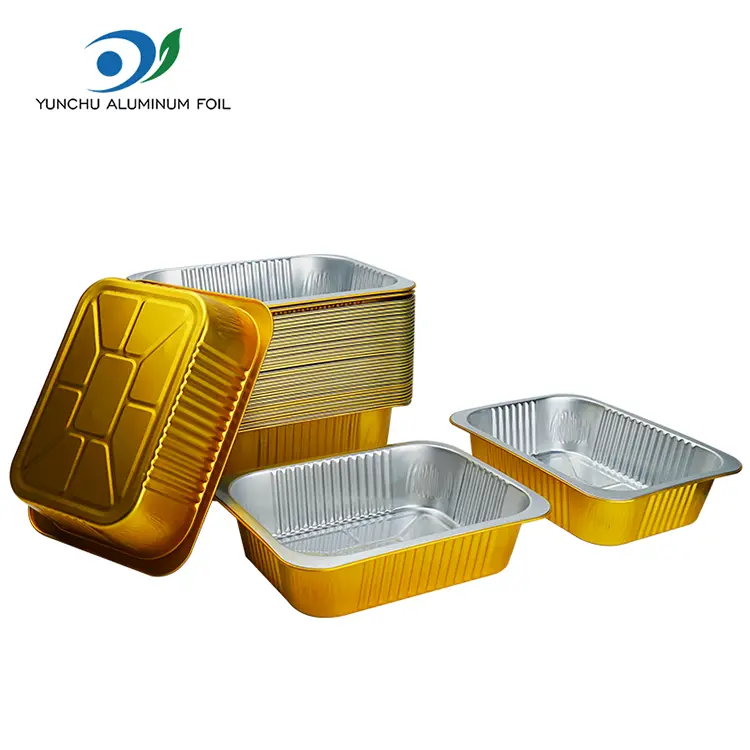 Wegwerp rechthoekige catering afhaalmaaltijden zilver aluminiumfoliecontainers