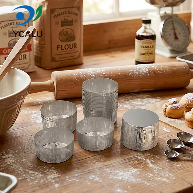 Ronde bakplaat voor eenmalig gebruik van de luchtfriteuse Zilverkleurige aluminiumfolie voedselcontainers