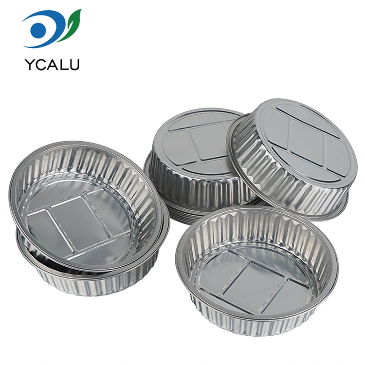 Ronde, zilverkleurige wegwerpbare aluminiumfoliecontainers voor catering