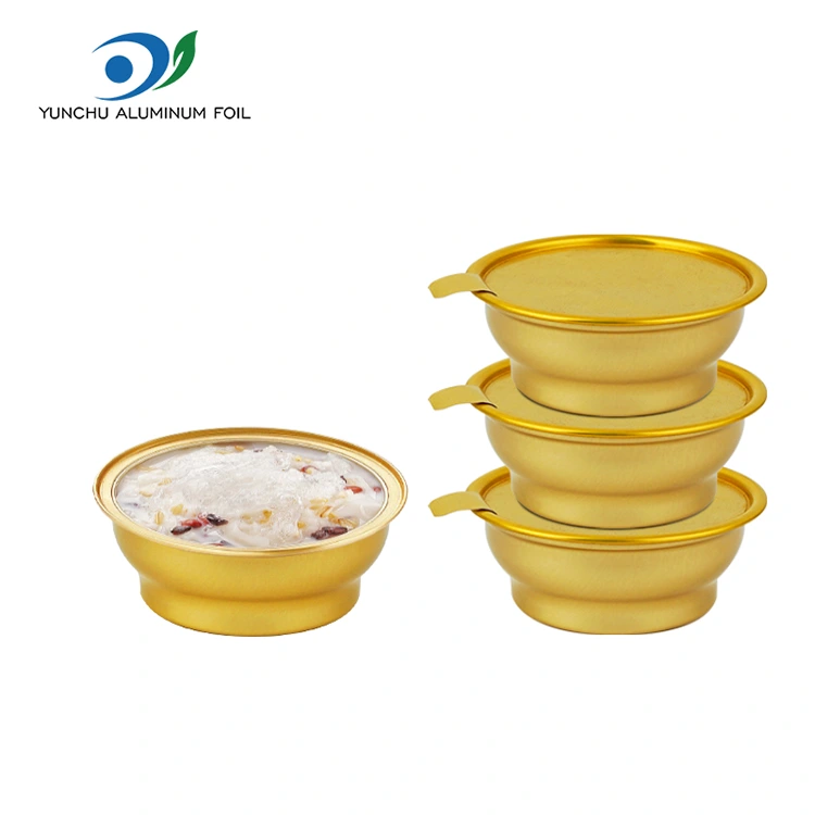 Ronde wegwerpafhaaldoos, kleine gouden kom, aluminiumfoliecontainers Ronde wegwerpafhaaldoos, kleine gouden kom, aluminiumfoliecontainers