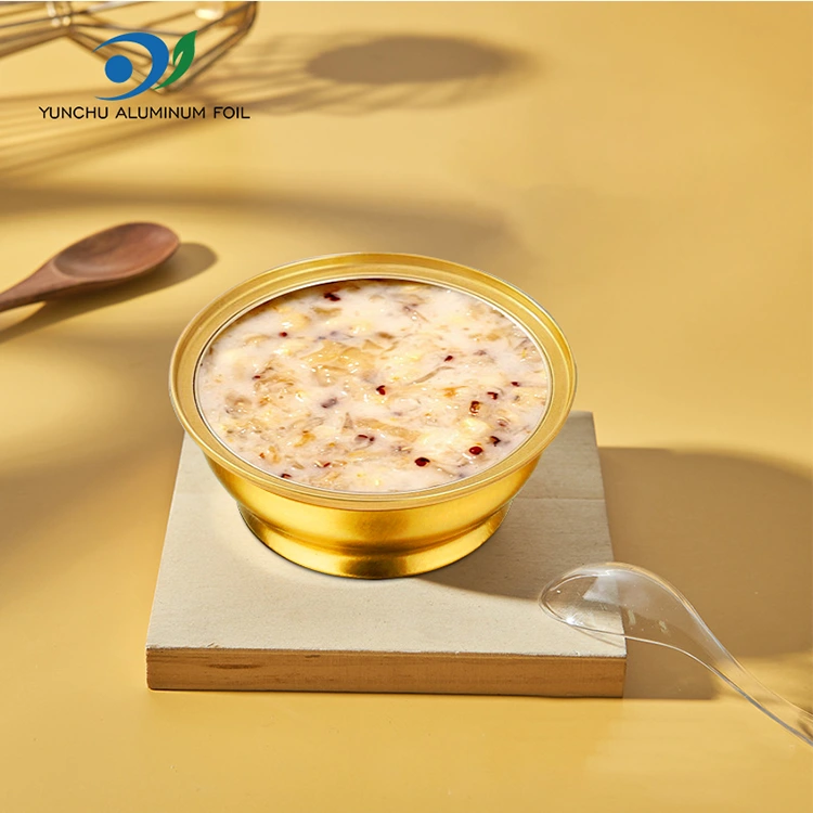 Ronde wegwerpafhaaldoos, kleine gouden kom, aluminiumfoliecontainers