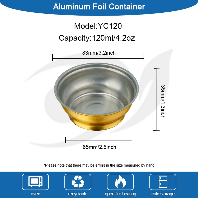 Ronde wegwerpafhaaldoos, kleine gouden kom, aluminiumfoliecontainers