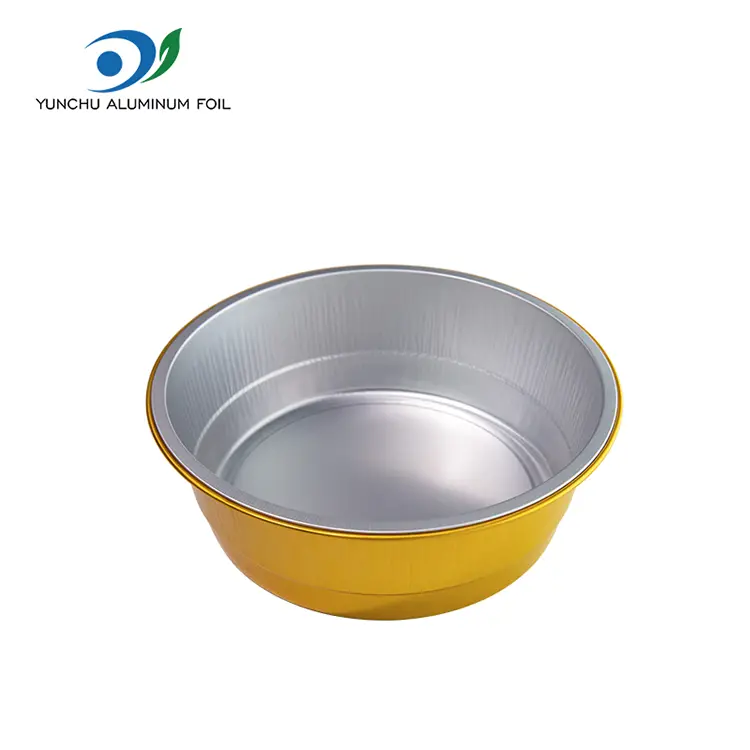 Wegwerp verzegelde catering gouden ronde aluminiumfoliecontainers Wegwerp verzegelde catering gouden ronde aluminiumfoliecontainers