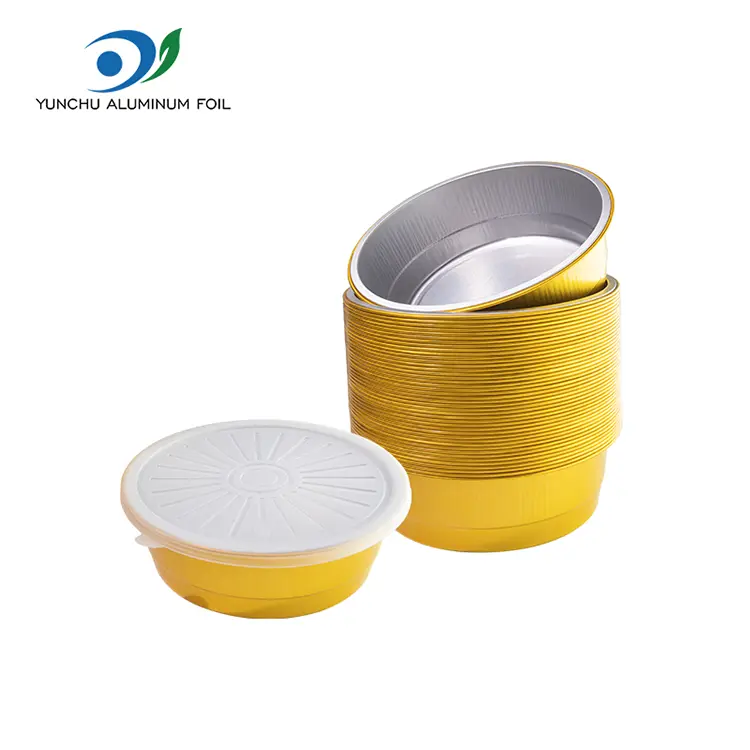 Wegwerp verzegelde catering gouden ronde aluminiumfoliecontainers