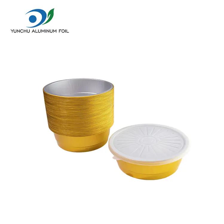 Wegwerp verzegelde catering gouden ronde aluminiumfoliecontainers