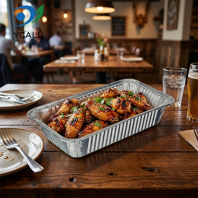 Wegwerp zilveren ovengrill luchtfriteuse zilveren aluminiumfolie voedselcontainers