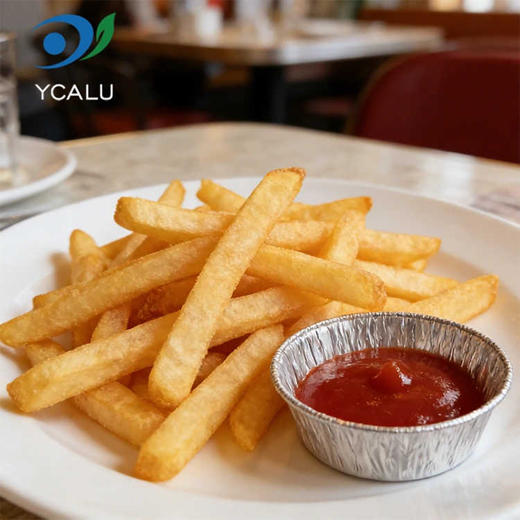 Wegwerp zilveren ronde dip luchtfriteuse Zilverkleurige aluminiumfolie voedselcontainers