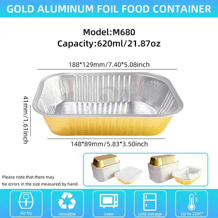 Wegwerp verdikte aluminiumfoliecontainers van voedselkwaliteit