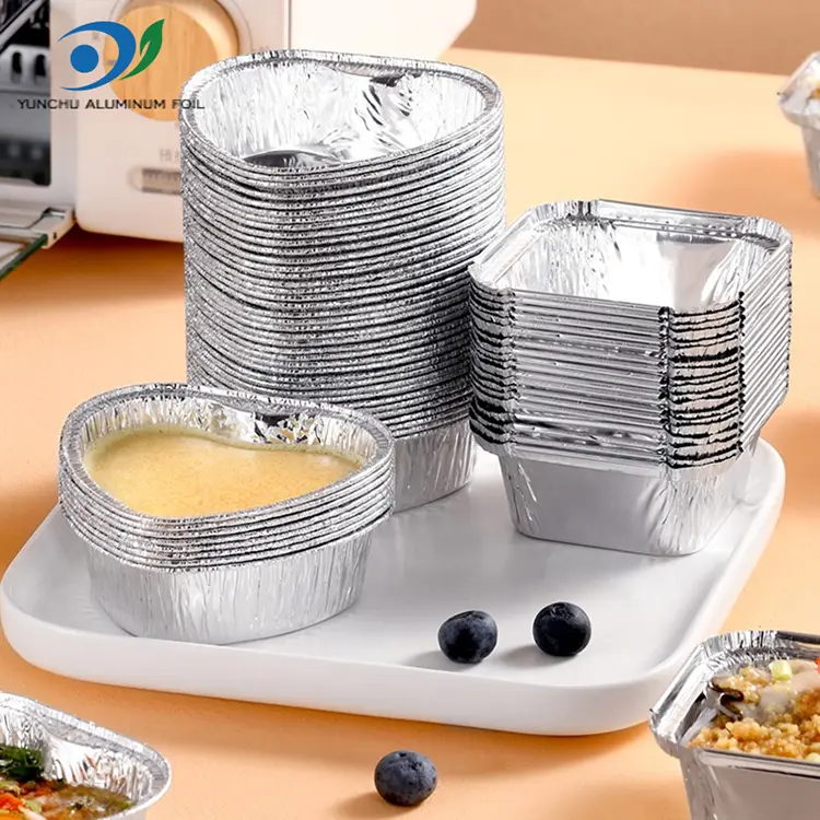 Hartvormige cake luchtfriteuse zilveren aluminiumfoliecontainers
