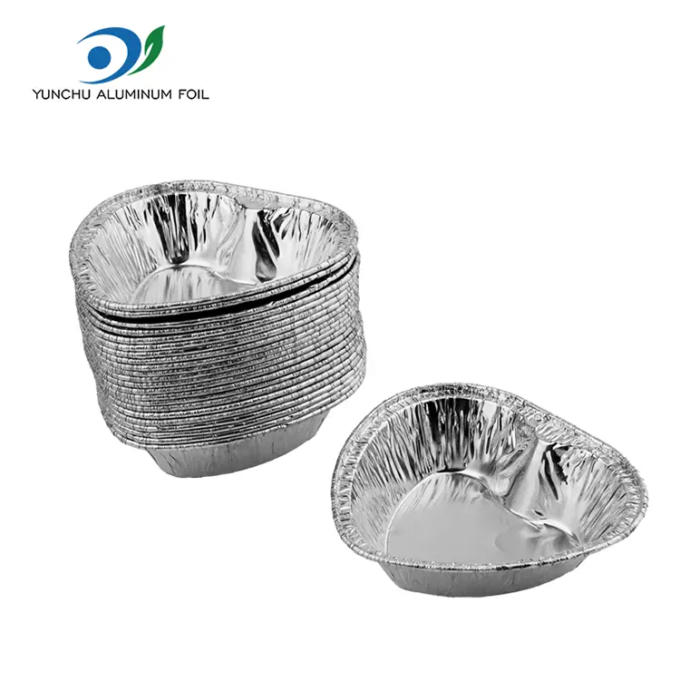 Hartvormige cake luchtfriteuse zilveren aluminiumfoliecontainers