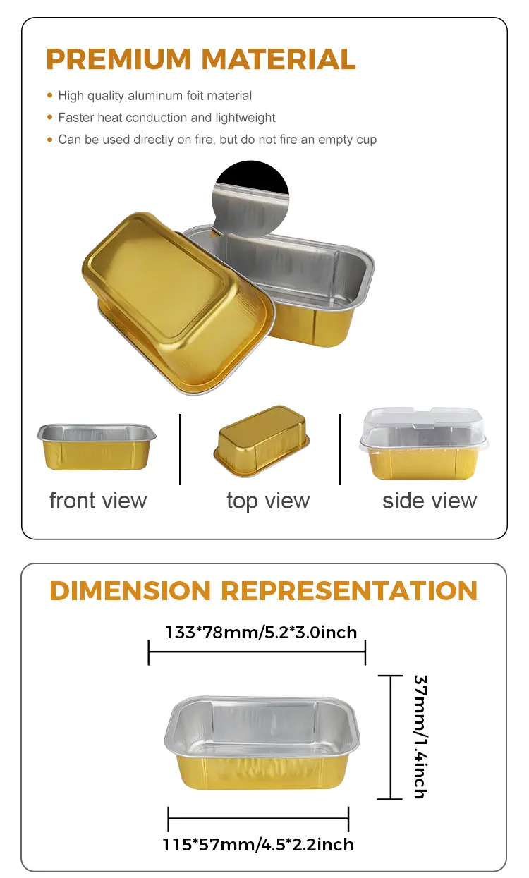 Rectangular cake box heat sealed Smoothwall Aluminum Foil Containers