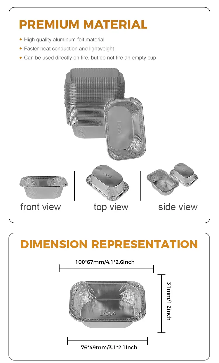 Rectangular Cake Baking Silver Aluminum Foil Containers