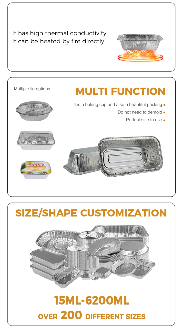 Rectangular air fryer baking Silver Aluminum Foil Containers