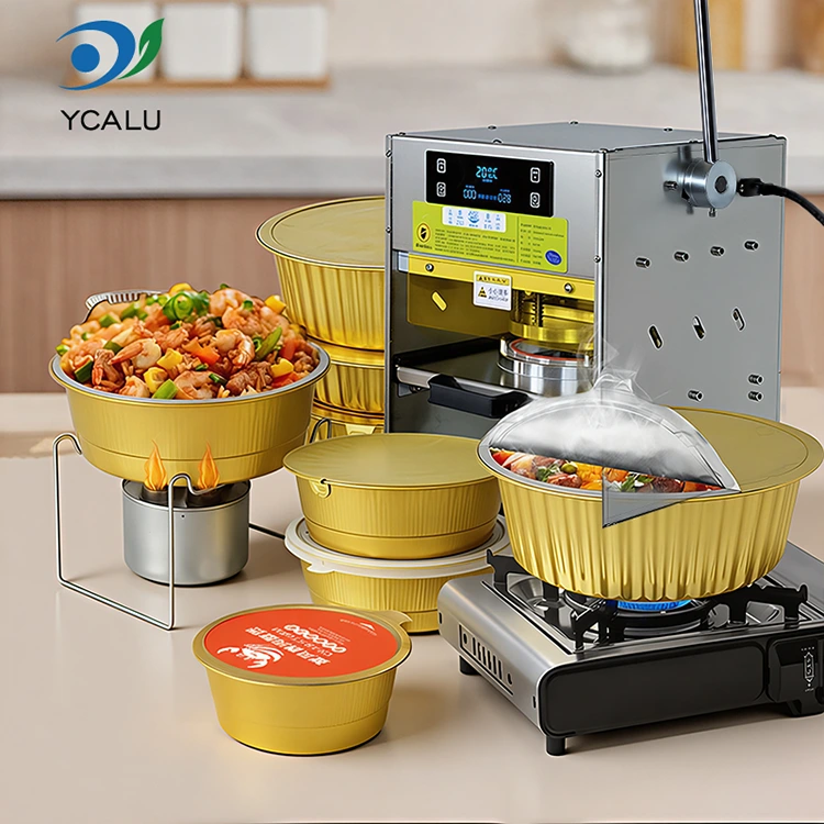 Handmatige hittesluitmachine met gouden aluminiumfoliecontainers