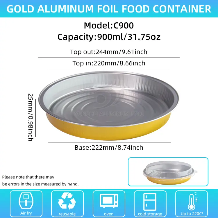 Pizza -plaat bakplaat ronde aluminiumfoliecontainers