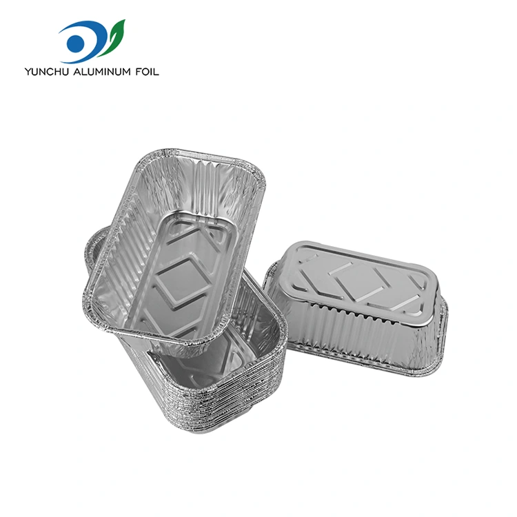 Rechthoekige luchtfriteuse grill zilver aluminium foliecontainers