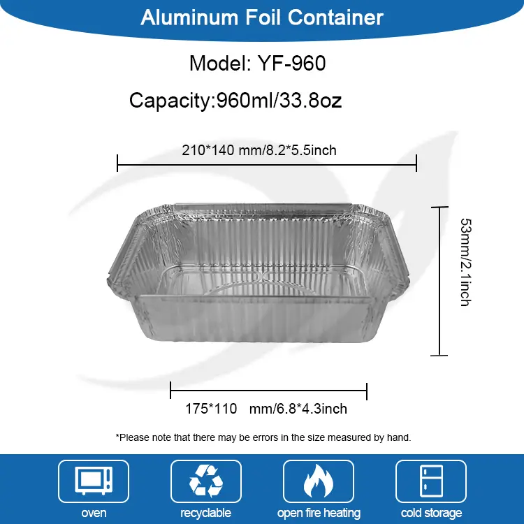 Rechthoekige luchtfriteuse zilver aluminiumfoliecontainers