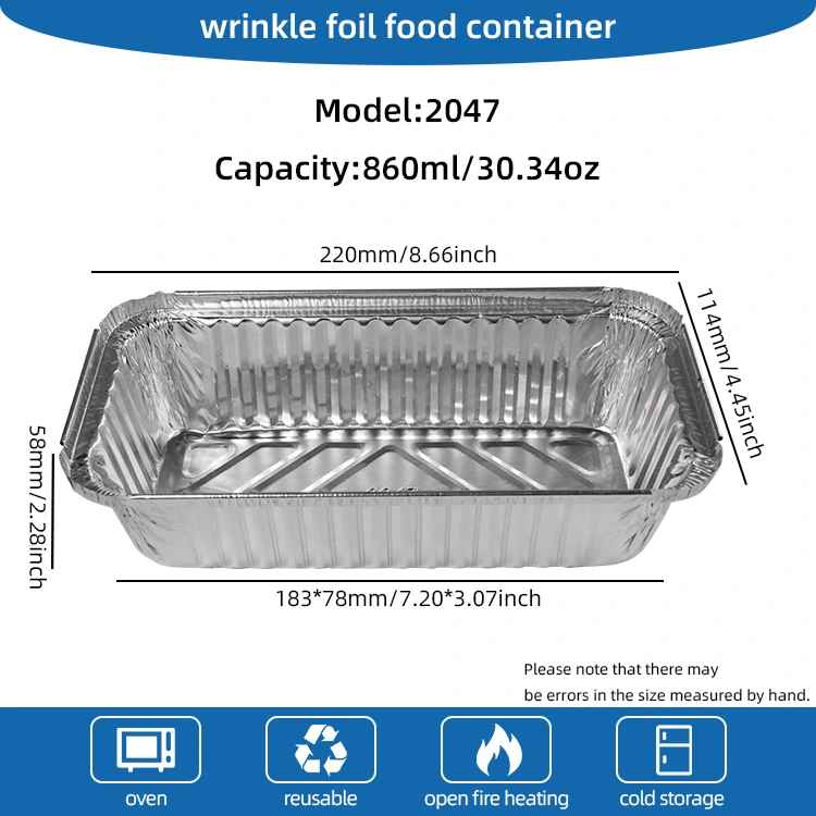 Rechthoekige barbecue verdikte zilveren aluminiumfoliecontainers