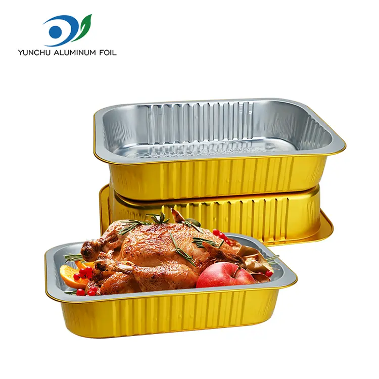 Rechthoekige gouden aluminiumfoliecontainers