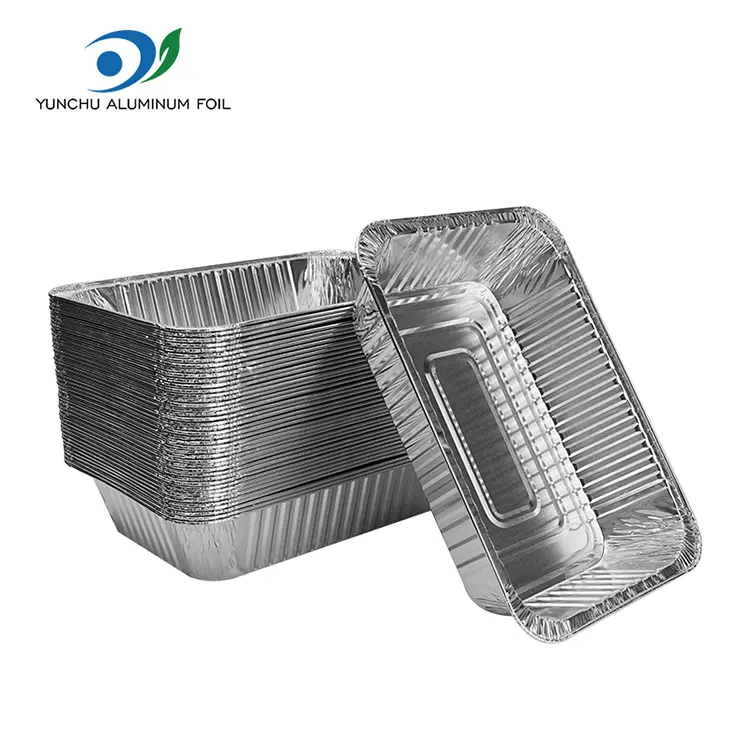 Rechthoekige take-out bakplaat zilveren aluminium foliecontainers